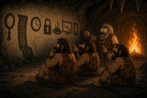 Los prisioneros mirando sombras en la pared